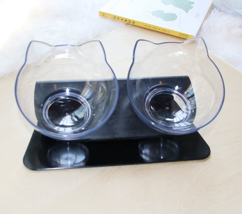 Elevated Double Cat Bowl with 15° Tilt