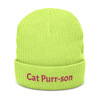 Embroidered 'Cat Purr-son' Beanie