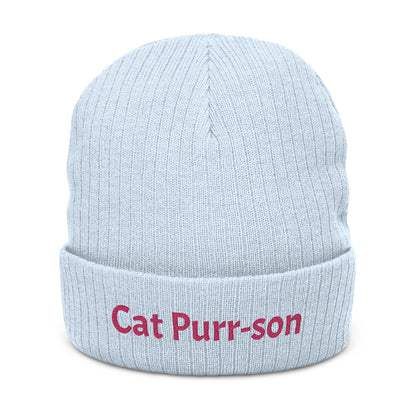 Embroidered 'Cat Purr-son' Beanie