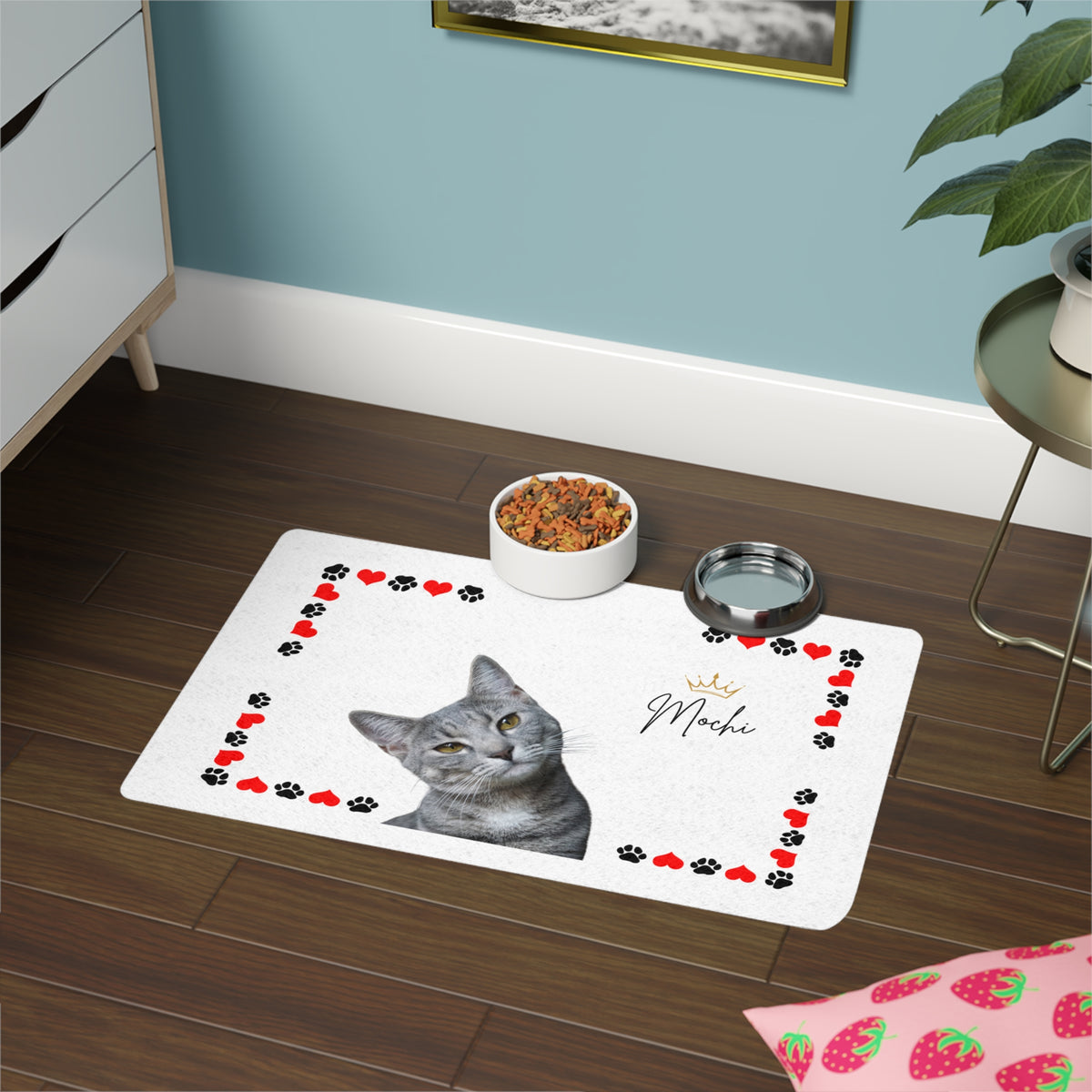 Personalized Cat Food Mat (12x18) - Add Your Cat Name