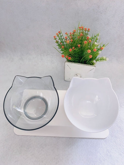 Elevated Double Cat Bowl with 15° Tilt