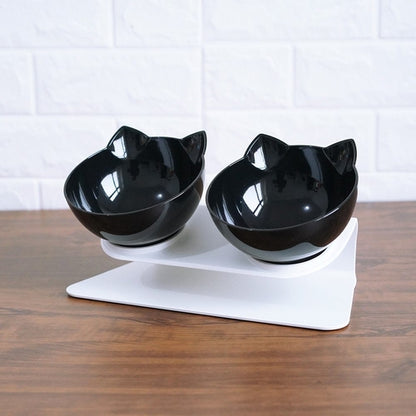 Elevated Double Cat Bowl with 15° Tilt