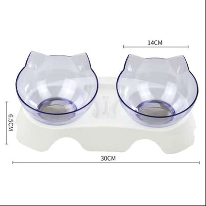 Elevated Double Cat Bowl with 15° Tilt