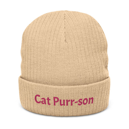 Embroidered 'Cat Purr-son' Beanie