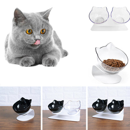 Elevated Double Cat Bowl with 15° Tilt