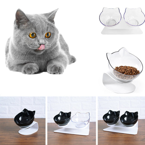 Elevated Double Cat Bowl with 15° Tilt