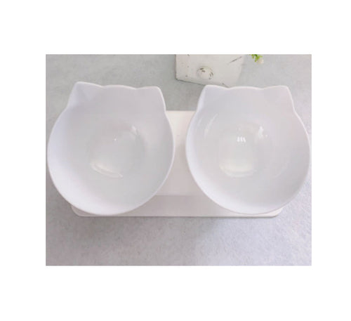 Elevated Double Cat Bowl with 15° Tilt