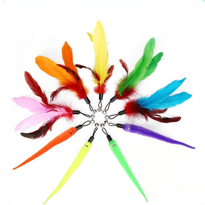 Interactive Retractable Cat Wand Toy with Feather Refills