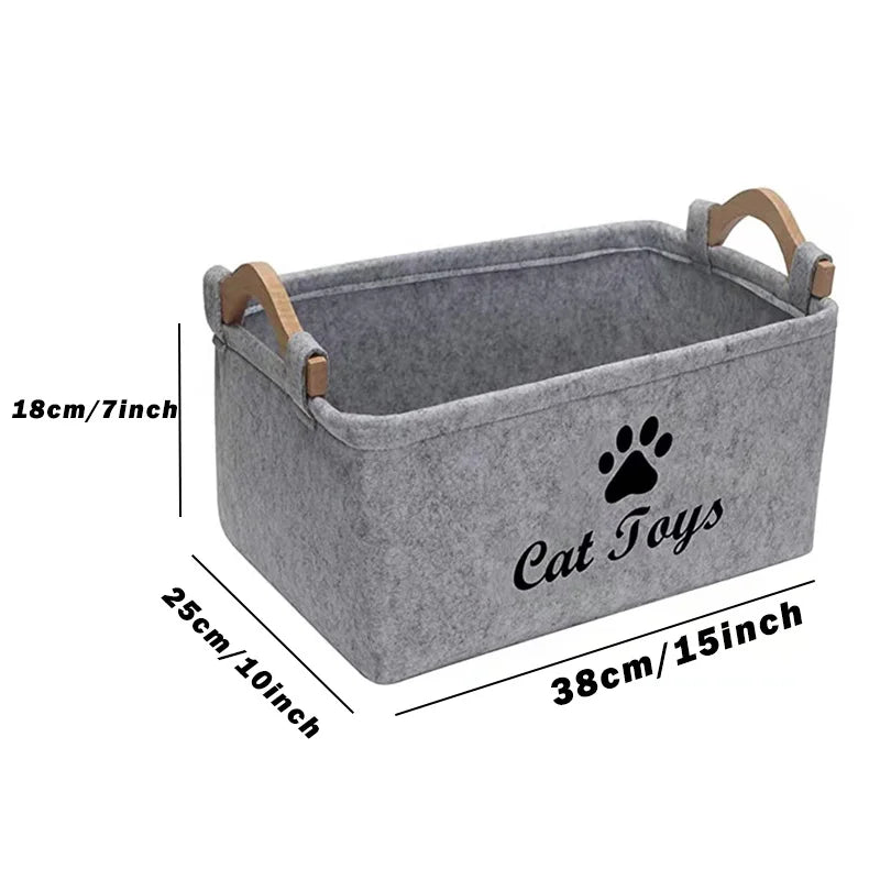 Felt Cat Supplies Storage Basket with Handle