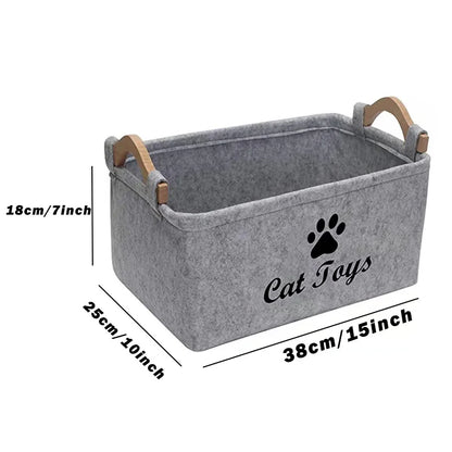 Felt Cat Supplies Storage Basket with Handle